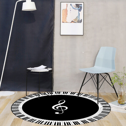 Teppich mit musikalischer Note 80*80 cm Schwarz Weiß Polyester