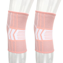 2 Stück Sports Knieschoner Atmungsaktives Nylon Gestrickt 4-seitiges Elastikband Knieprotektor für Laufen Klettern Pink M
