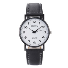 (White face of the gun) Simple digital scale, retro college style, leather strap, fashionable women's watch, student casual men's watch