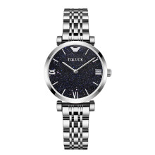 (The starry sky is covered with a silver ribbon) A fashionable and trendy solid steel band, simple and ultra-thin waterproof ladies' watch