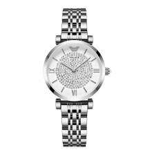 (Silver starry sky) A fashionable and trendy solid steel band, simple and ultra-thin waterproof ladies' watch