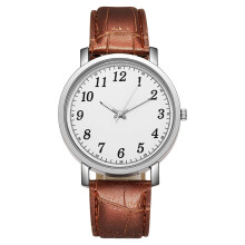 (Men's style with white face and brown strap) New couple quartz watches