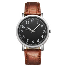 (Men's style, black face with brown strap) New couple quartz watches