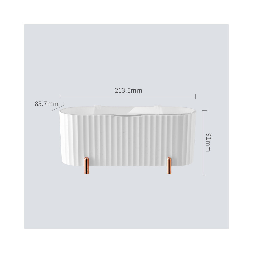 Transparent Cosmetic Storage Box with Dustproof Dividers, White, PP & PS