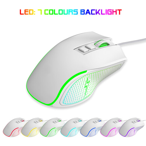 USB2.0 Modelo Ratón Gaming 1200-3600DPI RGB Blanco 2