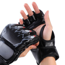 Schutzhandschuhe Schwarz Tigerpfoten-Design Verdicktes Leder Latex-Innenfutter Halbfinger-Boxhandschuhe für Workout