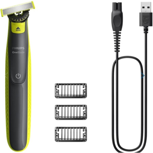Philips OneBlade QP2724/23: 1 Blade + 3 Combs (1/3/5mm) for Trim, Edge & Shave - Dual Protection, Washable, Up to 4 Months Blade Life