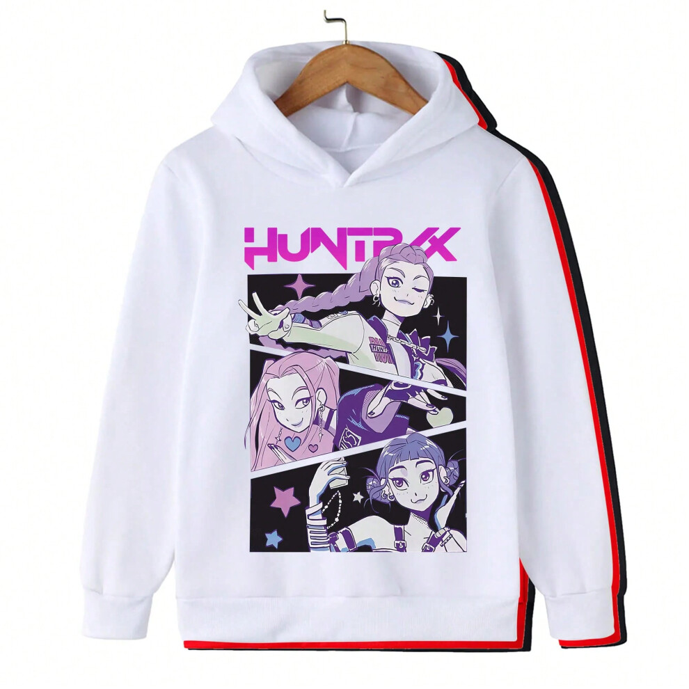 (147, 100cm) Children's cotton sweatshirt Korean Wave Demon Hunter Print Fashion Casual 2025 Movie Round Neck Cartoon Girl Casual Clothing-image-OPC-PJJYXCX-NEW