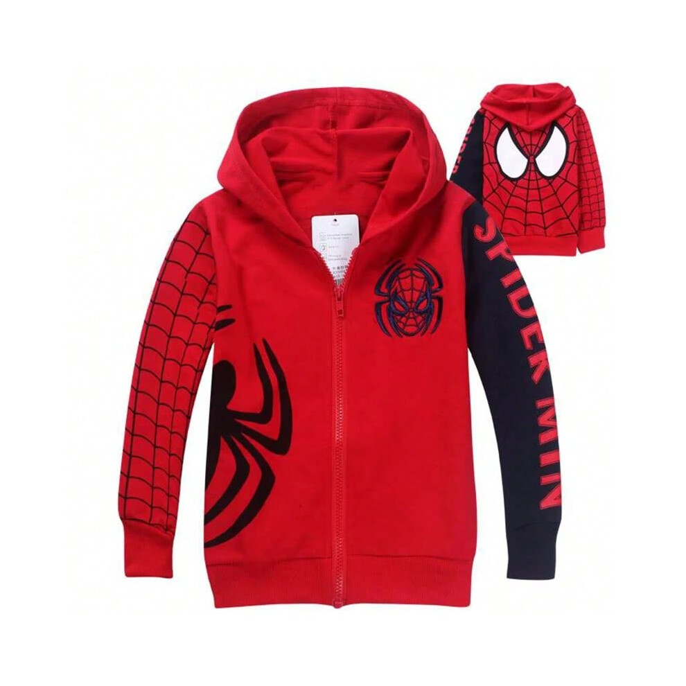 (MINISO010-W3020R, 130) Boys Hoodies Sweatshirts Cartoon Spiderman Kids Outwear Zipper Hooded Clothes Fall 2024 New Spider man Children's Clothing-image-OPC-PJJYYNT-NEW