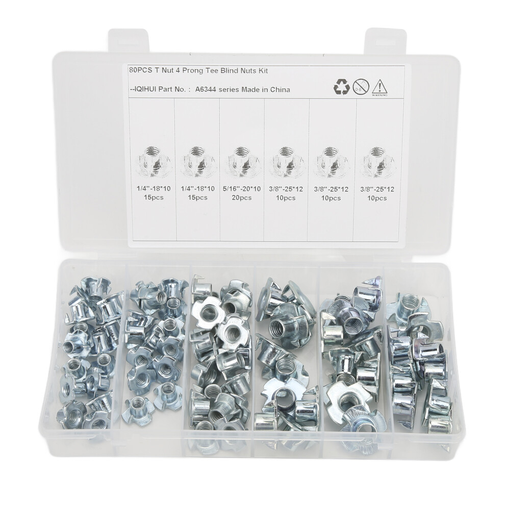 80Pcs T Nuts Carbon Steel Galvanized Layer Rust 9121376470691