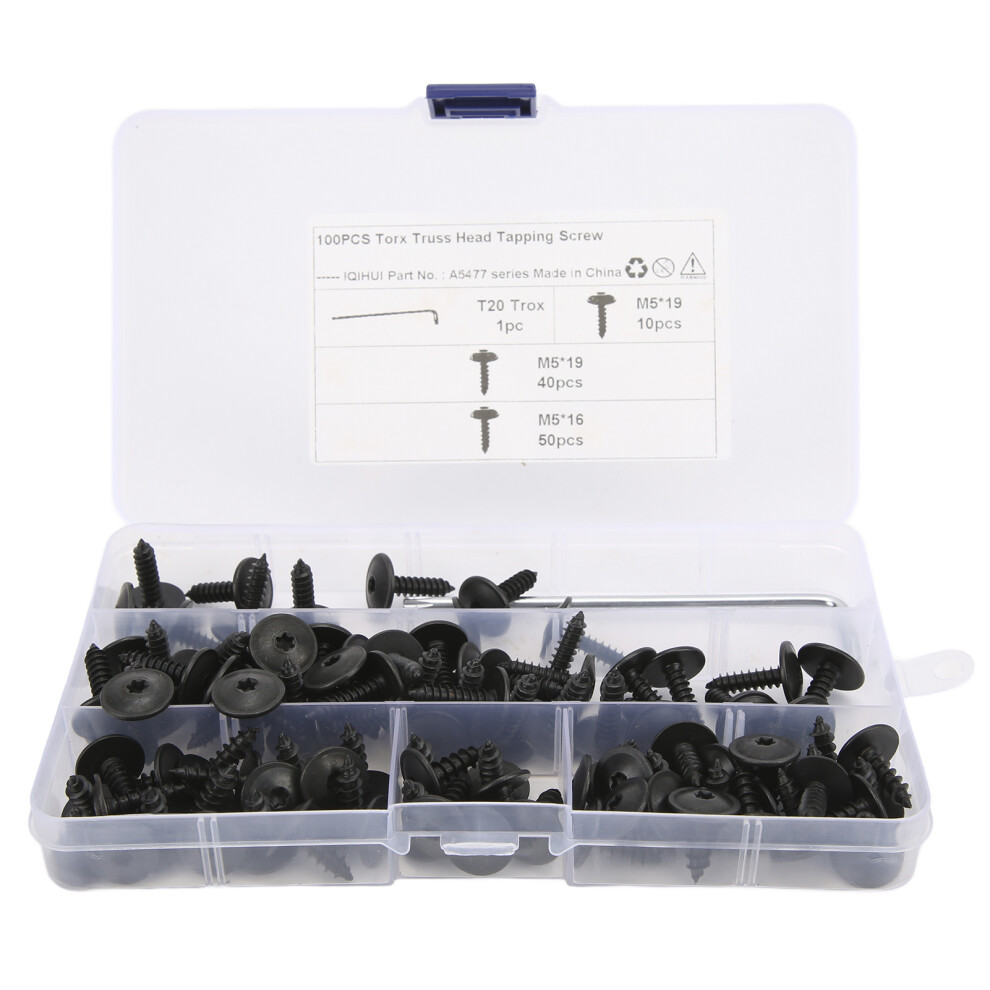 100Pcs Car Mudguard M5x16/19Mm Self Tapping Screws 9121376471025