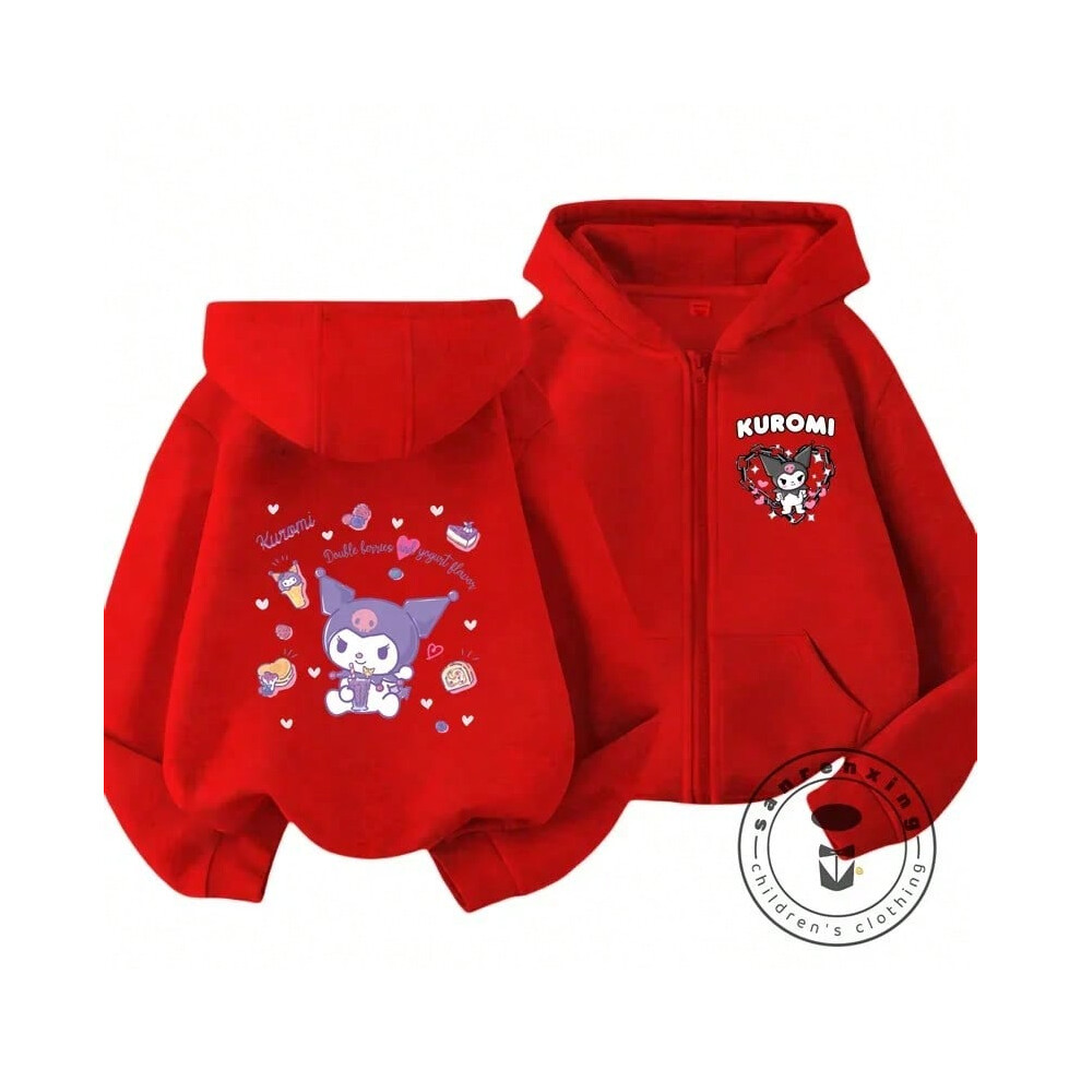 (Picture color-3, 140) Kids Girls Kuromi Anime Hoodies Long Sleeve Sweatshirts Children Autumn and Winter 3 14 Years Old Cartoon Casual Hooded Tops-image-OPC-PJJZ2HB-NEW