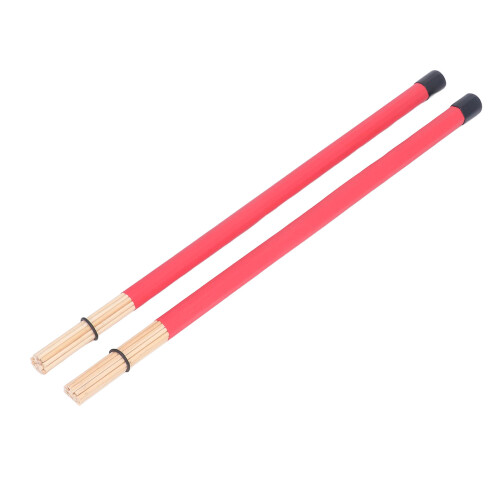 2Pcs Bamboo Drum Brushes & Mallets Set for Jazz Kit - Red 2