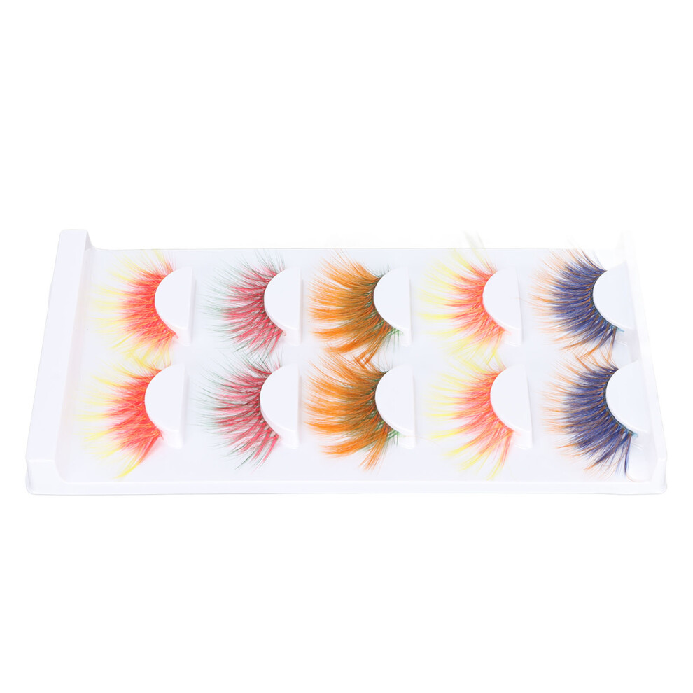 5 Pairs 6D Gradient Colorful False Eyelashes Long Curled Soft for Party Makeup