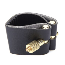 Saxophone Ligature Black PU Leather Metal Durable