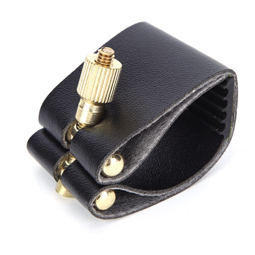 Saxophone Ligature Black PU Leather Metal Durable 1