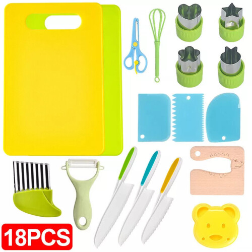 Safe Toddler 18pcs Knives Set Kitchen Tools Veggies Educational Cooking Sets