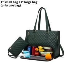 (Green) Laptop Women Insulated Lunch Tote Bag With Zipper Closure Casual For Office