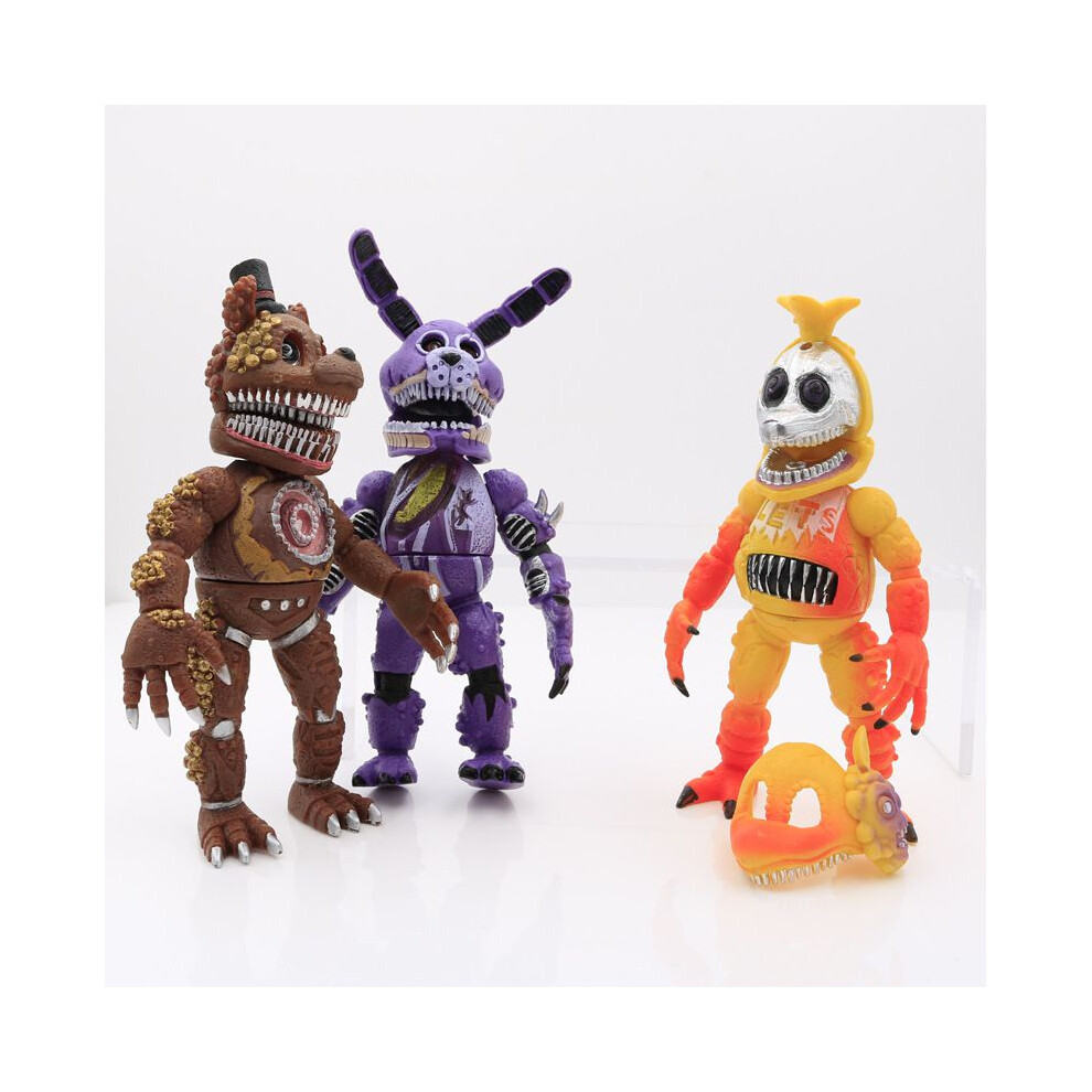 6Pcs Five Fnaf Nights At Freddys Up Action Facechanging Toys Figures Light