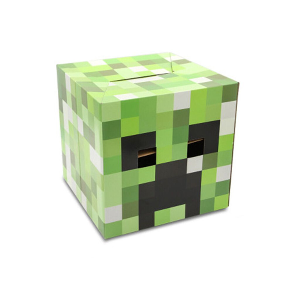 ( Creeper) Head Minecraft Cardboard Cover Box Steve Creeper Enderman Mask Costume Cosplay Green