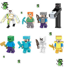 (8pcs-Set 2, Height:4.5-6cm) Minecraft Figures Steve Him Building Blocks Toys Bricks Children Gifts Birthday