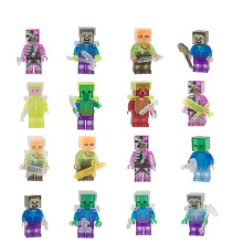 (16pcs-Set 2, Height:4.2cm) Minecraft Figures Steve Him Building Blocks Toys Bricks Children Gifts Birthday