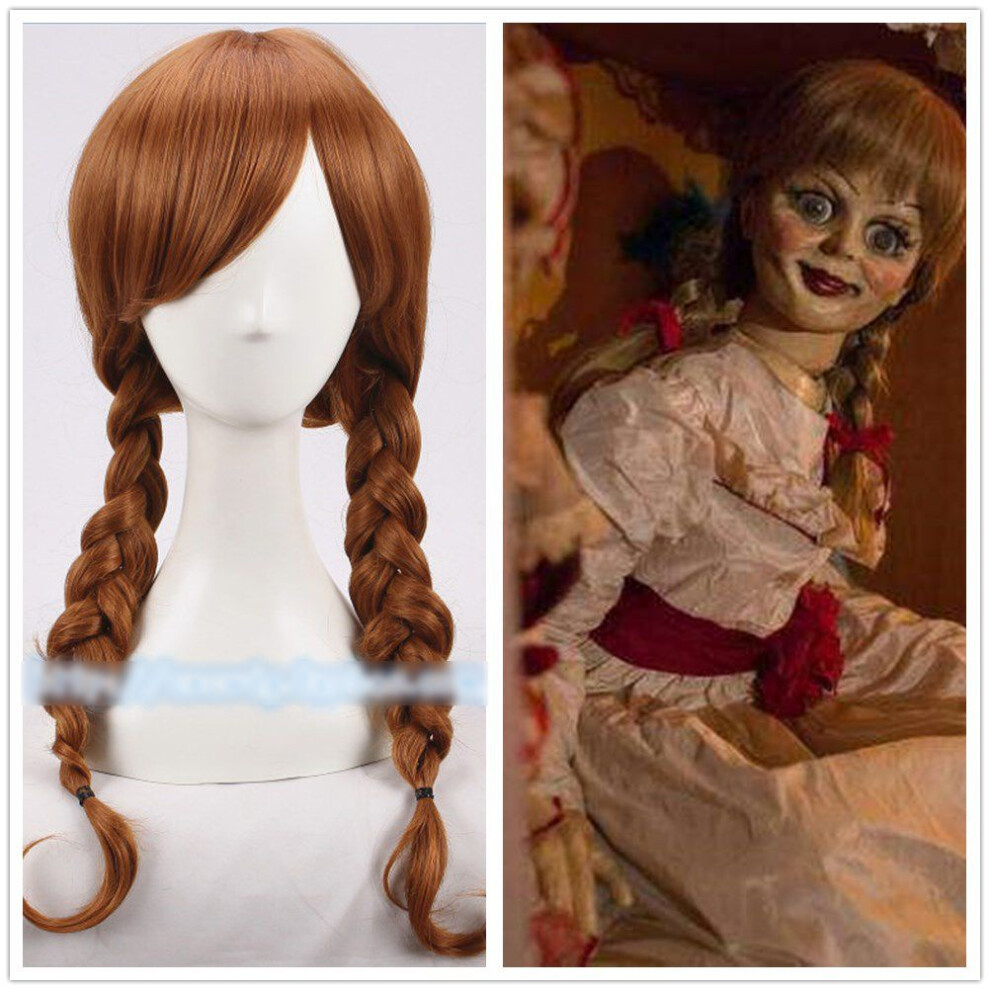 (Adult-Wig Only) Creation Halloween Annabelle Horror Doll Dress Cosplay Fancy Costume Dress White