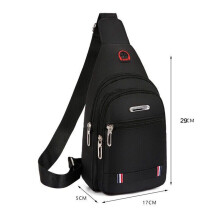 Herren Brusttasche Große Kapazität Leicht Tragbare Schultertasche mit Verstellbarem Schultergurt Schwarz Innentasche