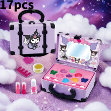 (Purple)Kuromi Melodie Muster Kinder Make-up Spielzeug Set mit Lippenstift Nagellack Kosmetik