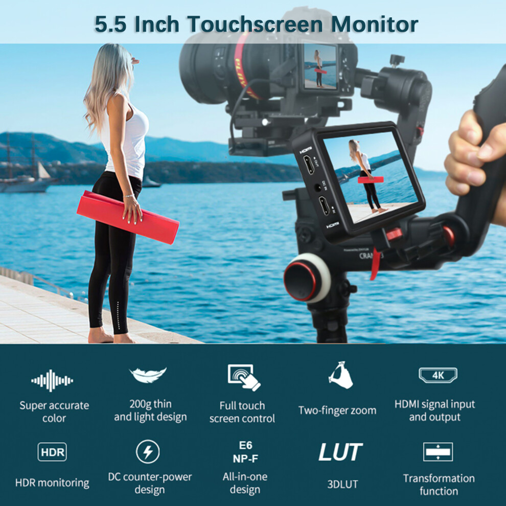 Besview R5II 5.5 Inch 4K HDR Monitor with Sunshade, HDMI, Touchscreen-image-OPC-PJK588P-NEW