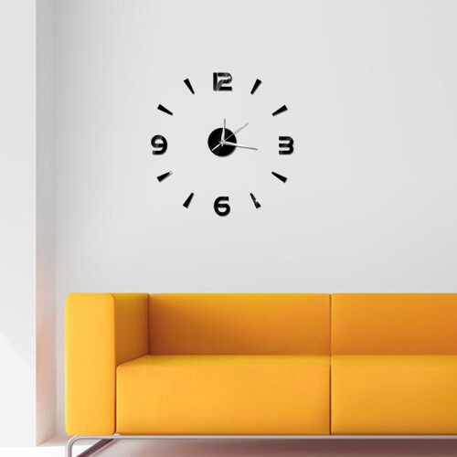 (Silver)Modern Diy Analog 3d Mirror Surface Large Number Wall Clock Sticker Home Decor 2