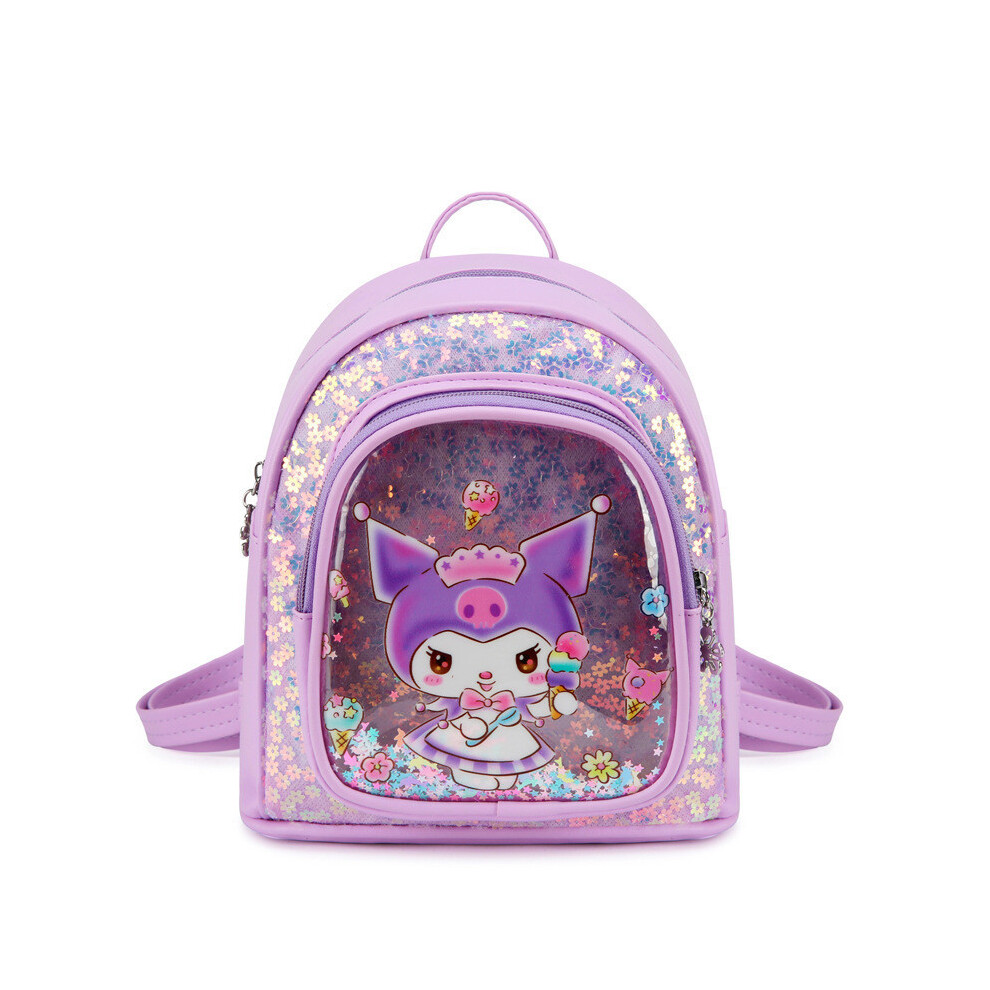 (Purple Kuromi)Mochila Joyful Cinnamoroll Pu Para NiñAs Escolares Con Divertido DiseñO De Personajes De Dibujos Animados-image
