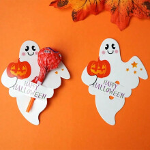 (50pcs candy Cards) Halloween Lollipop Holder Cards Cartoon Multi Ghost Pumpkin Candy Holders For Halloween Party Decoration