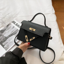 (Black)Elegante Mini Kelly Bag für Damen trendige PU-Leder Hand- und Schultertasche ideal für den täglichen Gebrauch