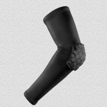 Sports-Armburger mit verlängerter Länge in Schwarz, mit Wabenkissen aus Nylon und Polyurethan, Ellbogenschoner für Fitness X