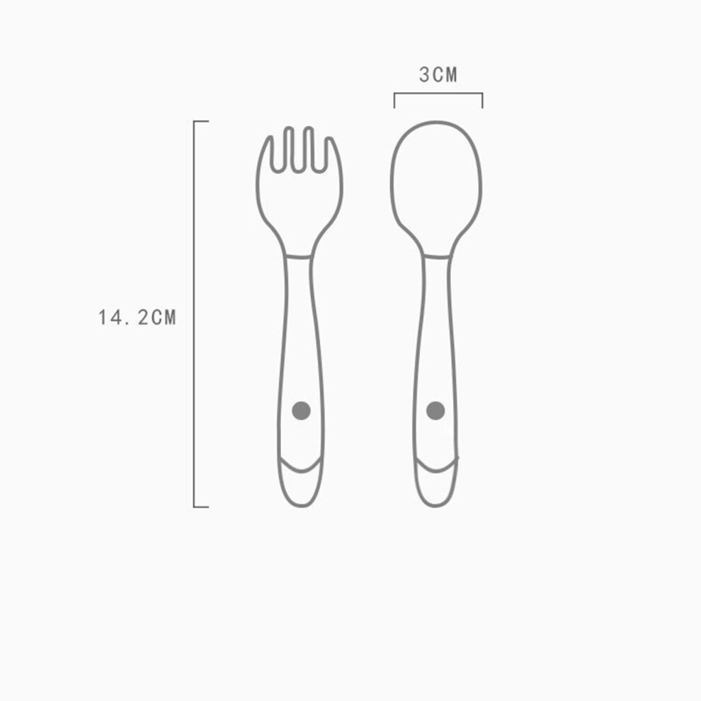 Baby Fork Spoon Set With Bent Handles, Soft Pp, Training Utensils Green