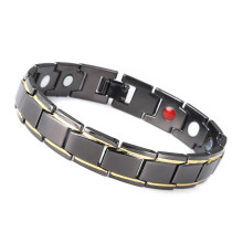 Magnetarmband 21.5cm Gold Schwarz Germanium
