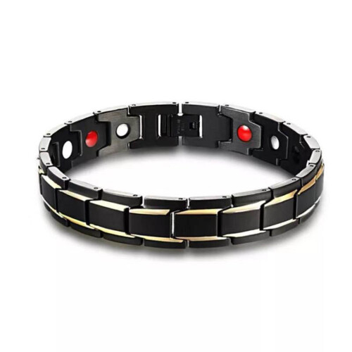 Magnetarmband 21.5cm Gold Schwarz Germanium 1