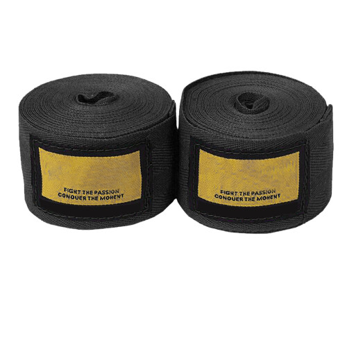 2 piezas de vendajes para boxeo de algodón negro de 3 m, 80 g 1