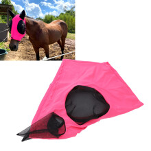Breathable Pink Knitted Horse Fly Mask with Fine Mesh Comfort