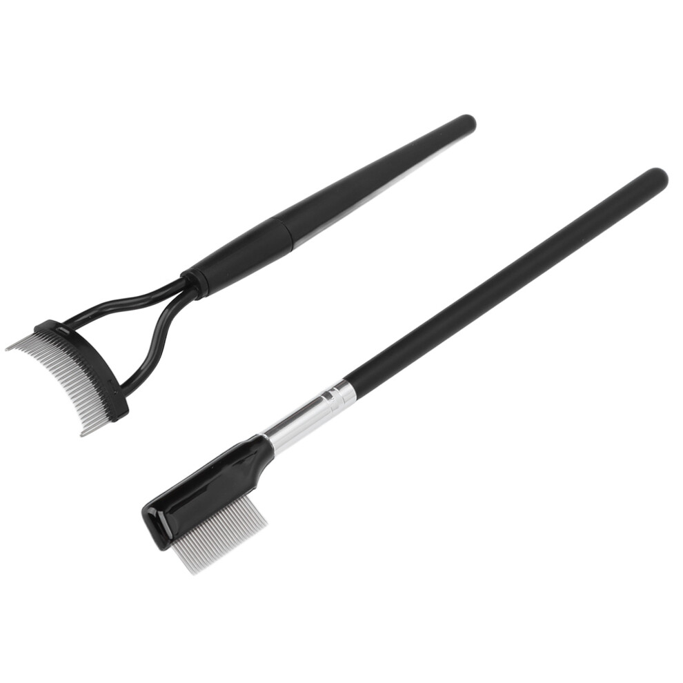 Folding Stainless Steel 2pcs Eyelash Comb Set Lash Separator & Grooming Brush