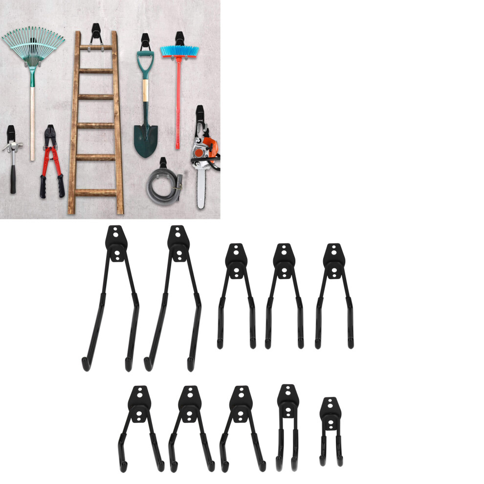 10 Pcs Garage Wall Hooks | Heavy Duty Iron & Pvc Tool Hanger Set 3661340013203