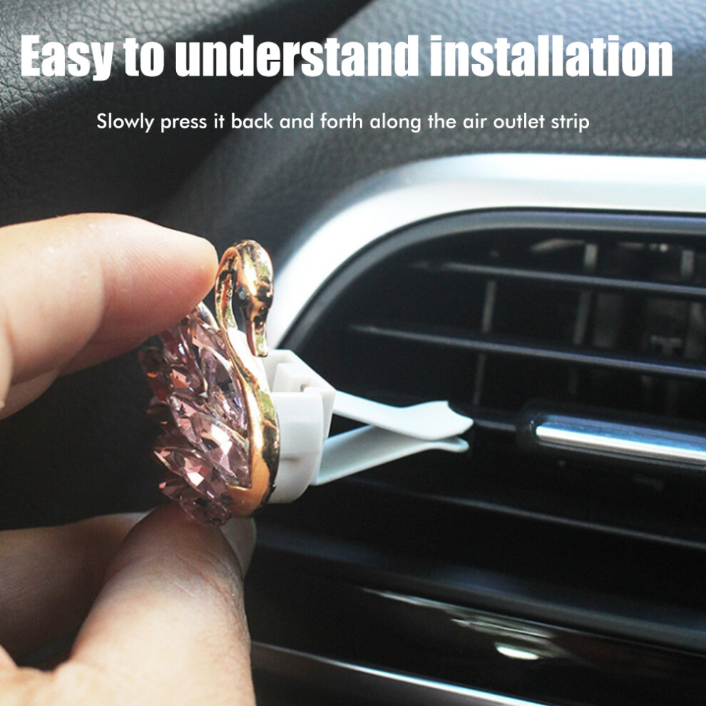 Bling Swan Diffuser With Rhinestones For Car Vent - 2 Clips Included 6911340016542
