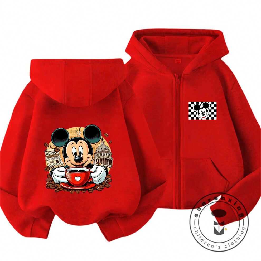 (Picture color-8, 100) New Mickey Ear Outline Zip Hoodie For Kids Autumn Winter Cartoon Print Boys Girls Cotton Fleece Casual Fashionable Hot Selling-image-OPC-PJK6F2R-NEW