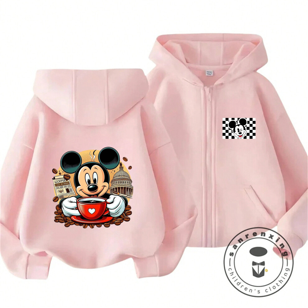 (Picture color-6, 110) New Mickey Ear Outline Zip Hoodie For Kids Autumn Winter Cartoon Print Boys Girls Cotton Fleece Casual Fashionable Hot Selling-image-OPC-PJK6F2F-NEW