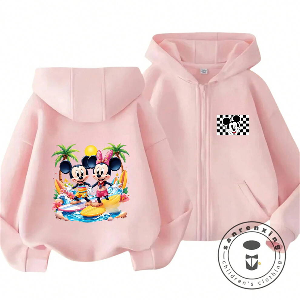 (Picture color-5, 130) New Mickey Ear Outline Zip Hoodie For Kids Autumn Winter Cartoon Print Boys Girls Cotton Fleece Casual Fashionable Hot Selling-image-OPC-PJK6F2N-NEW