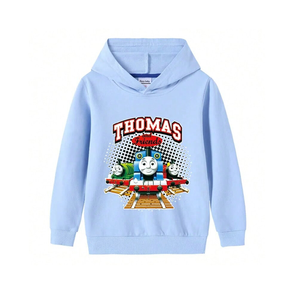 (light blue, 6T-130) Thomas and Friends fashion cartoon boys pure cotton hooded sweater children's baby pullover tops children's sweater clothes-image-OPC-PJK6MR7-NEW