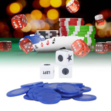 Links-Rechts-Würfelspiel Klare Zeichen Robustes Acryl 3 Würfel 24 Chips Set für Freunde Party