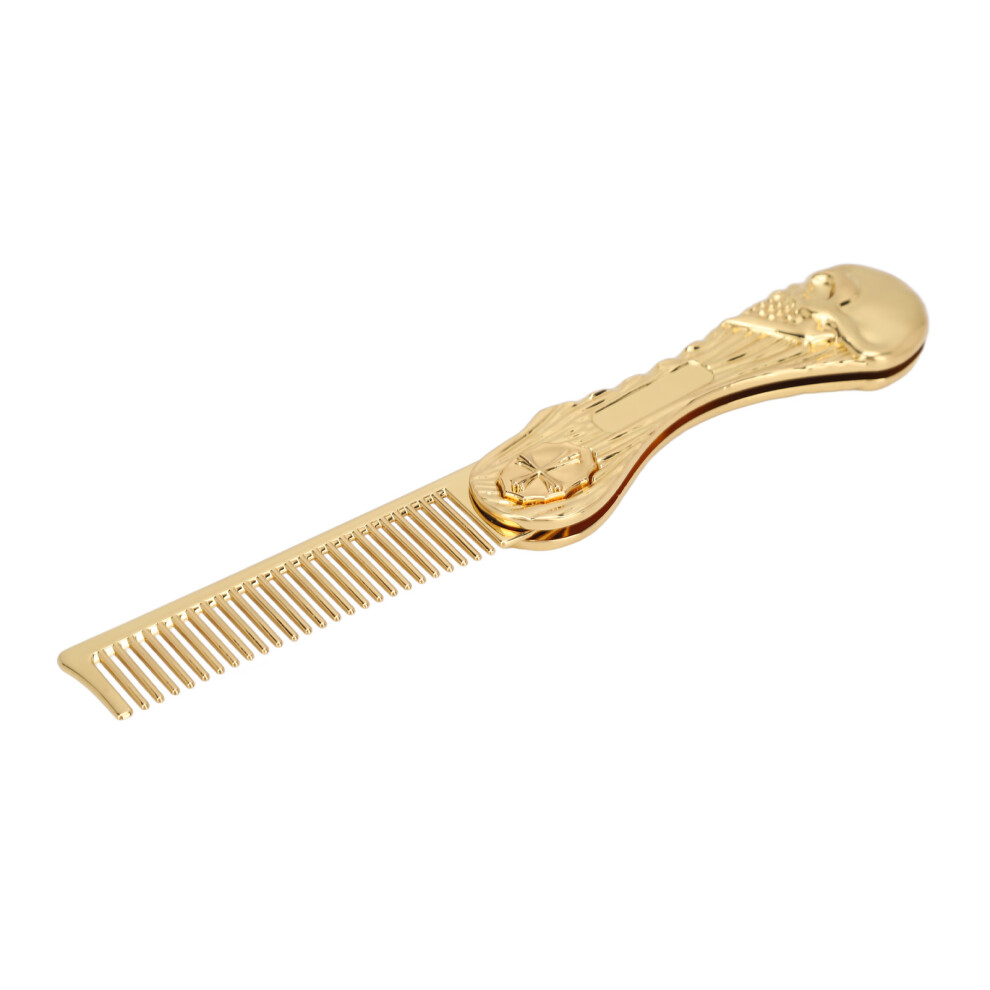 Unisex Gold Foldable Hair & Beard Comb - Ergonomic Zinc Alloy Design