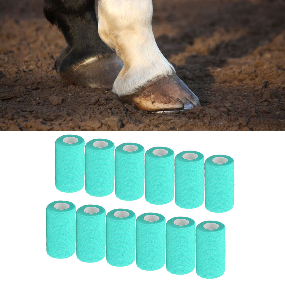 Cyan 12Pcs Natural Latex Elastic Self Adhesive Bandage 10Cm For Cows Dogs 4.5M